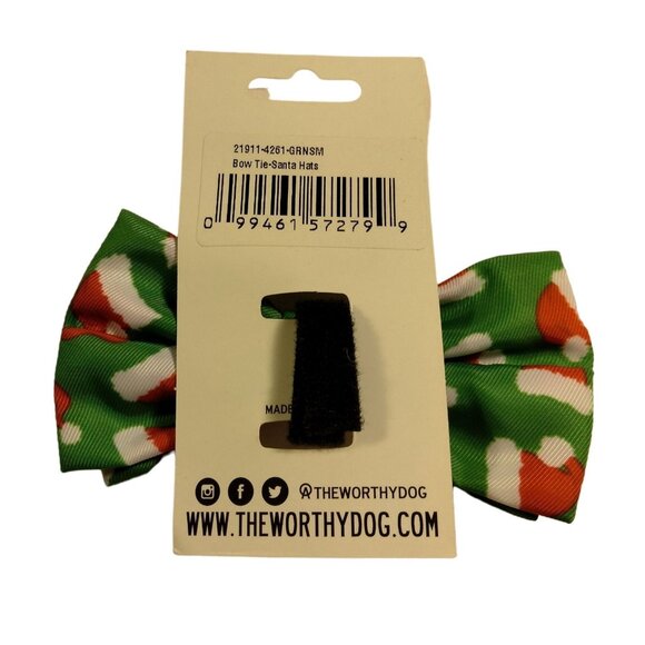Worthy Dog Christmas Collar Bow Tie Green Red Santa Hat Pet Dog Cat - Picture 2 of 3